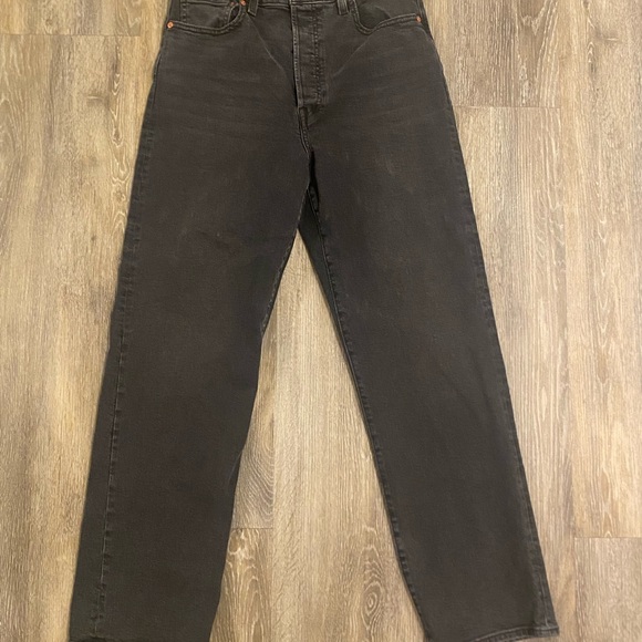 Levi's Ribcage Full Length Straight Leg Jeans Black - Picture 7 of 8